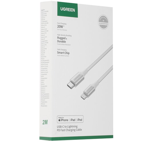 Купить Кабель круглый Ugreen Lightning 8-pin - USB Type-C серебристый 2 м  5624615. Характеристики, отзывы и цены в Донецке