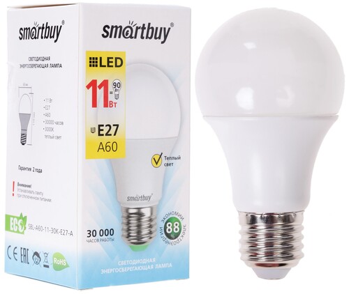 Купить Лампа светодиодная Smartbuy A60 SBL-A60-11-30K-E27-A  1008948. Характеристики, отзывы и цены в Донецке