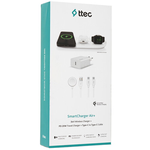 Купить Беспроводное зарядное устройство TTEC SmartCharger Air+ белый  9202679. Характеристики, отзывы и цены в Донецке