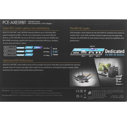 Купить Wi-Fi адаптер + Bluetooth ASUS PCE-AXE59BT  5401884. Характеристики, отзывы и цены в Донецке
