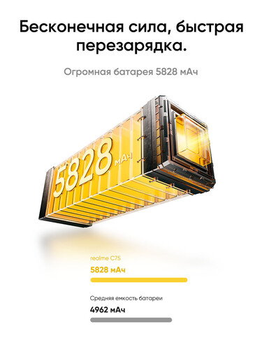 Купить 6.72" Смартфон realme C75 128 ГБ черный  5612588. Характеристики, отзывы и цены в Донецке