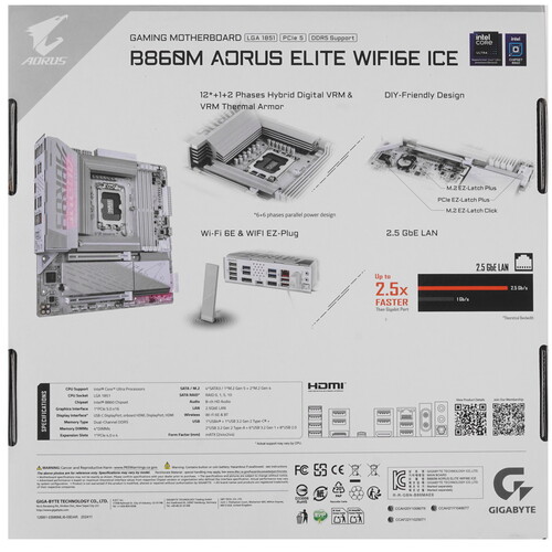 Купить Материнская плата GIGABYTE B860M A ELT WF6E ICE  5622553. Характеристики, отзывы и цены в Донецке