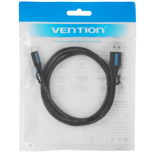 Купить Кабель круглый Vention USB Type-C - USB 2.0 Type-A черный 1 м  9160870. Характеристики, отзывы и цены в Донецке