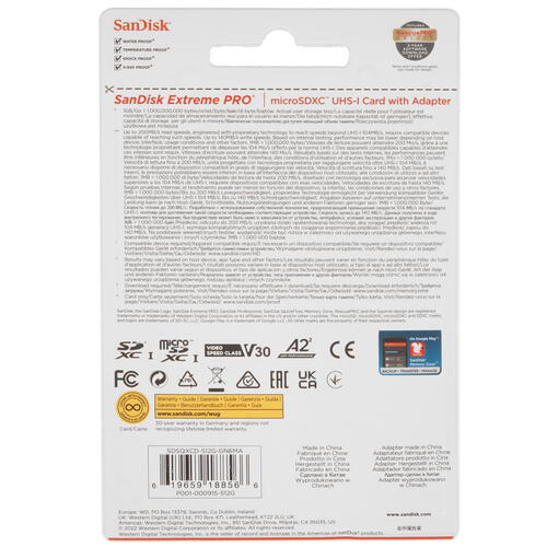 Купить Карта памяти SanDisk Extreme Pro microSDXC 512 ГБ  5465354. Характеристики, отзывы и цены в Донецке