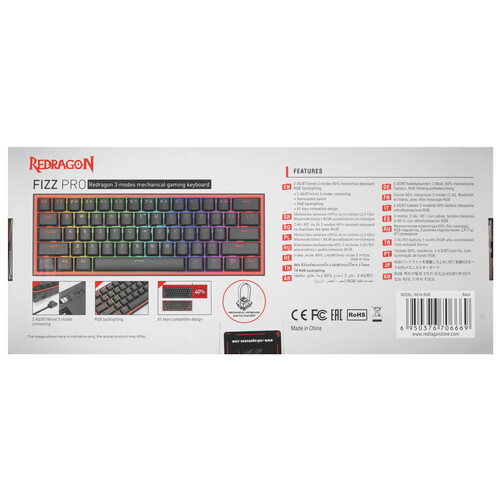 Купить Клавиатура  проводная + беспроводная Redragon Fizz Pro  9230486. Характеристики, отзывы и цены в Донецке