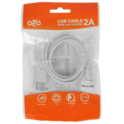 Купить Кабель плоский Olto micro USB - USB 2.0 Type-A белый 1 м  8107397. Характеристики, отзывы и цены в Донецке