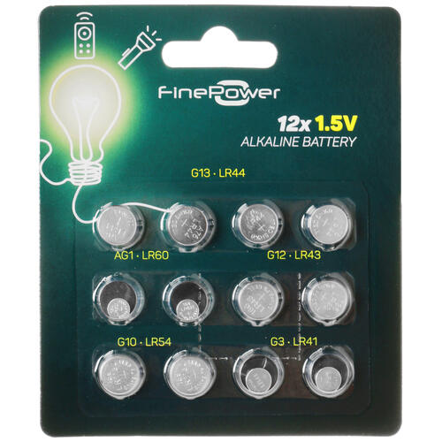 Купить Набор батареек FinePower плоская / LR41 (AG3/G3/LR736/392A/192), LR43 (AG12/G12/LR1142/386A/186), LR44 (AG13/G13/LR1154/357A/A76), LR54 (AG10/G10/LR1130/389A/189)  1663732. Характеристики, отзывы и цены в Донецке