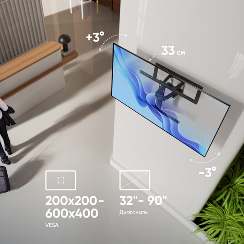 Купить Кронштейн для ТВ ONKRON SM6-B черный  5470599. Характеристики, отзывы и цены в Донецке