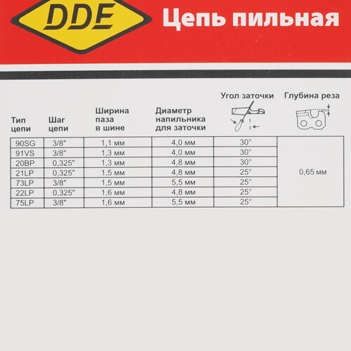 Купить Пильная цепь DDE 22LP  5309390. Характеристики, отзывы и цены в Донецке