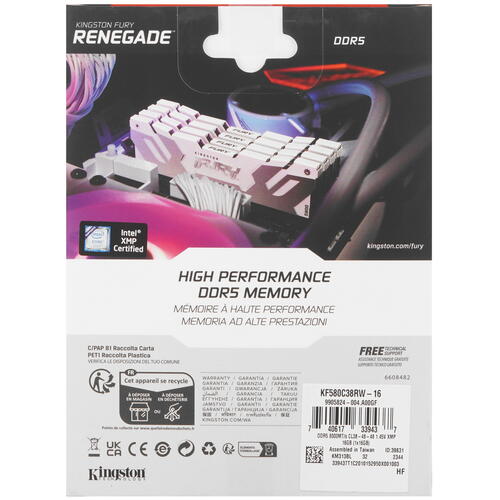 Купить Оперативная память Kingston Fury Renegade White [KF580C38RW-16] 16 ГБ  5436348. Характеристики, отзывы и цены в Донецке