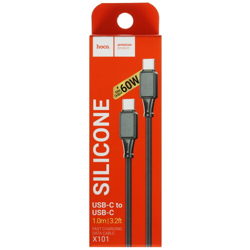 Купить Кабель круглый Hoco USB Type-C - USB Type-C черный 1 м  9238229. Характеристики, отзывы и цены в Донецке