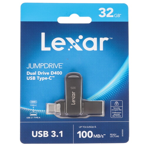 Купить Память OTG USB Flash 32 ГБ Lexar JumpDrive D400 [LJDD400032G-BNQNG]  5483383. Характеристики, отзывы и цены в Донецке