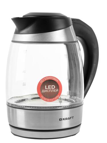 Купить Электрочайник KRAFT KF-KG1804DBL черный  9052794. Характеристики, отзывы и цены в Донецке