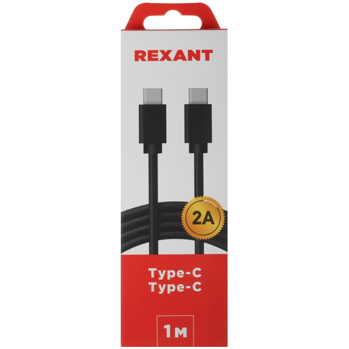 Купить Кабель круглый REXANT USB Type-C - USB Type-C черный 1 м  5479551. Характеристики, отзывы и цены в Донецке