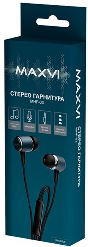 Купить Проводные наушники Maxvi MHF-03 синий 2020  9039451. Характеристики, отзывы и цены в Донецке