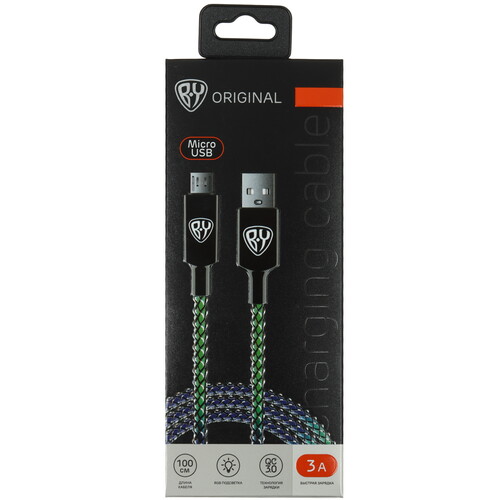 Купить Кабель круглый BY micro USB - USB 2.0 Type-A зеленый 1 м  5482132. Характеристики, отзывы и цены в Донецке