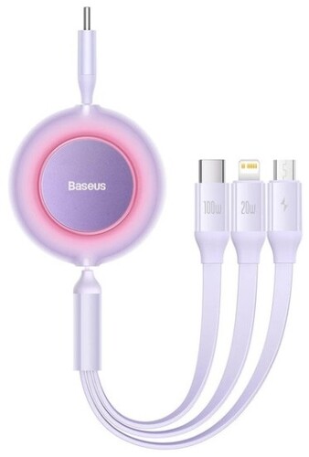 Купить Кабель автосмотка Baseus Lightning 8-pin, micro USB, USB Type-C - USB 2.0 Type-A фиолетовый 1.1 м  5627815. Характеристики, отзывы и цены в Донецке