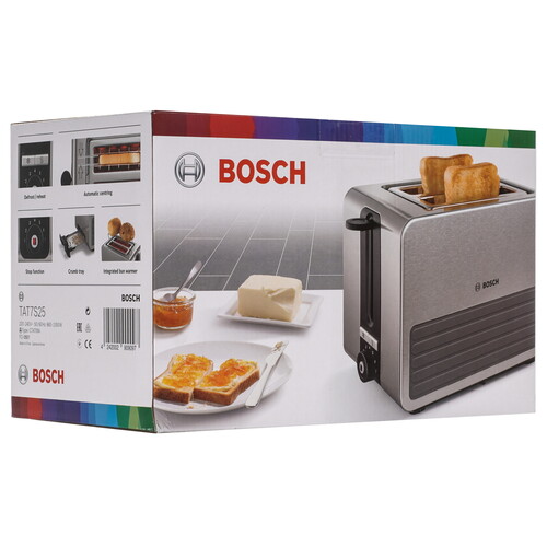 Купить Тостер Bosch TAT7S25 серебристый  5321114. Характеристики, отзывы и цены в Донецке