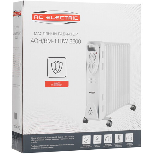 Купить Масляный обогреватель AC ELECTRIC AOH/BM-11BW 2200 белый  9199759. Характеристики, отзывы и цены в Донецке