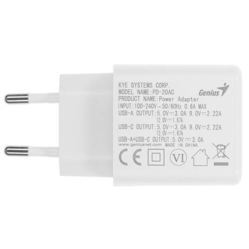 Купить Сетевое зарядное устройство Genius PD-20AC белый  5454728. Характеристики, отзывы и цены в Донецке