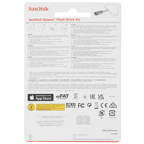 Купить Память OTG USB Flash 128 ГБ SanDisk iXpand Go  4860440. Характеристики, отзывы и цены в Донецке
