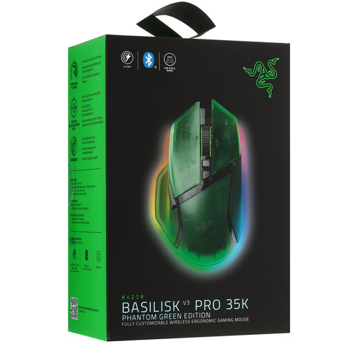 Купить Мышь беспроводная/проводная Razer Basilisk V3 Pro 35K - Phantom Green Ed.  5632010. Характеристики, отзывы и цены в Донецке