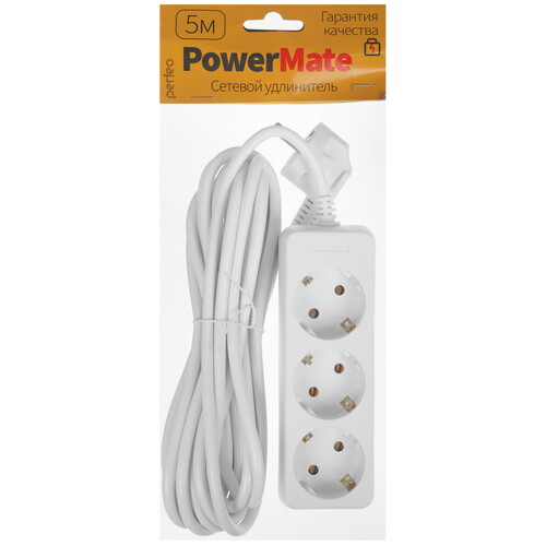 Купить Удлинитель Perfeo POWERMATE PF-PE-3/5.0-W белый  9172317. Характеристики, отзывы и цены в Донецке