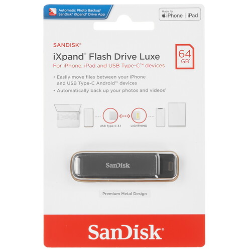 Купить Память OTG USB Flash 64 ГБ SanDisk iXpand Flash Drive Luxe [SDIX70N-064G-GN6NN]  5462331. Характеристики, отзывы и цены в Донецке