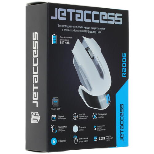 Купить Мышь беспроводная JETACCESS R200G  белый  1307217. Характеристики, отзывы и цены в Донецке