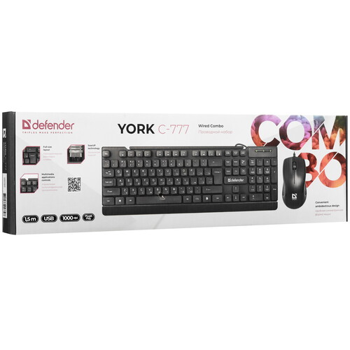 Купить Клавиатура+мышь  проводная  Defender York C-777 черный  9911273. Характеристики, отзывы и цены в Донецке