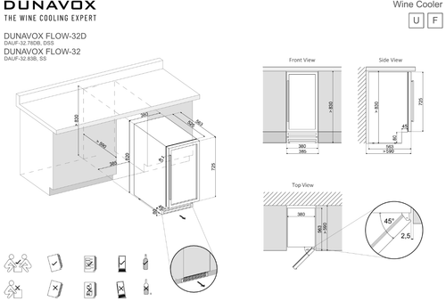 Купить Встраиваемый винный шкаф Dunavox DAUF-32.83SS серебристый  5342436. Характеристики, отзывы и цены в Донецке