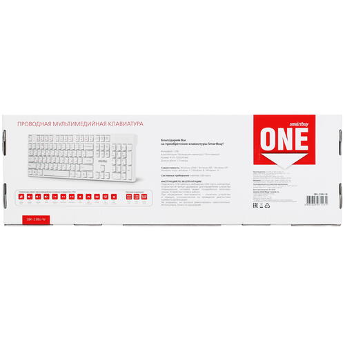 Купить Клавиатура  проводная Smartbuy ONE SBK-238U-W  4716225. Характеристики, отзывы и цены в Донецке