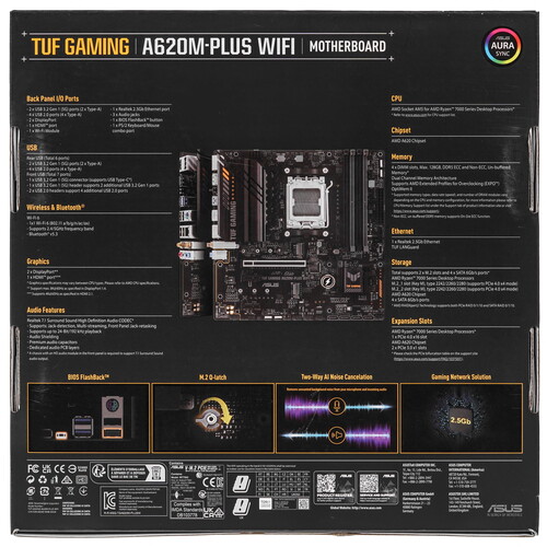 Купить Материнская плата ASUS TUF GAMING A620M-PLUS WIFI  5425562. Характеристики, отзывы и цены в Донецке