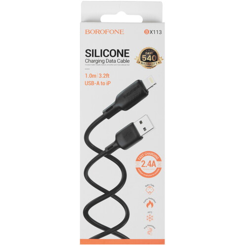 Купить Кабель круглый Borofone Lightning 8-pin - USB 2.0 Type-A черный 1 м  9244381. Характеристики, отзывы и цены в Донецке