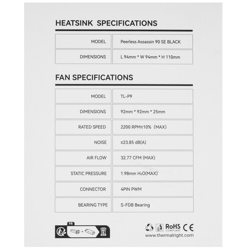 Купить Кулер для процессора Thermalright Peerless Assassin 90 SE BLACK  5615746. Характеристики, отзывы и цены в Донецке