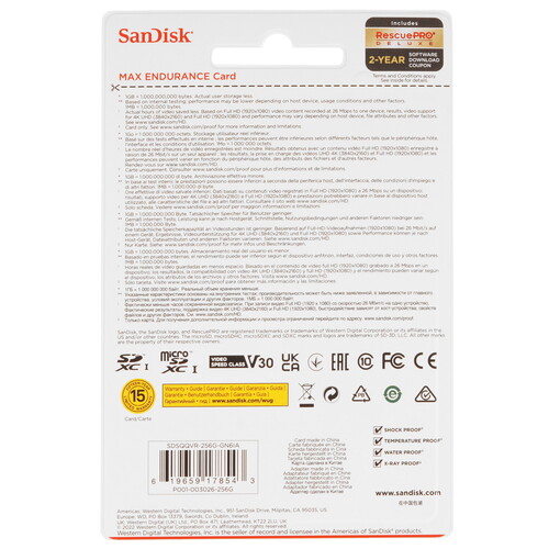 Купить Карта памяти SanDisk MAX ENDURANCE microSDXC 256 ГБ [SDSQQVR-256G-GN6IA]  5470859. Характеристики, отзывы и цены в Донецке