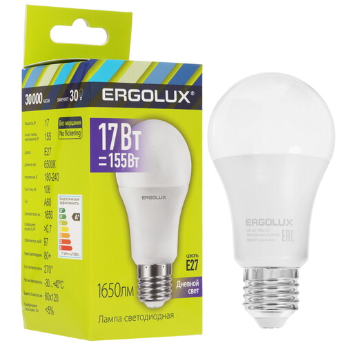 Купить Лампа светодиодная Ergolux LED-A60-17W-E27-6K  5467585. Характеристики, отзывы и цены в Донецке