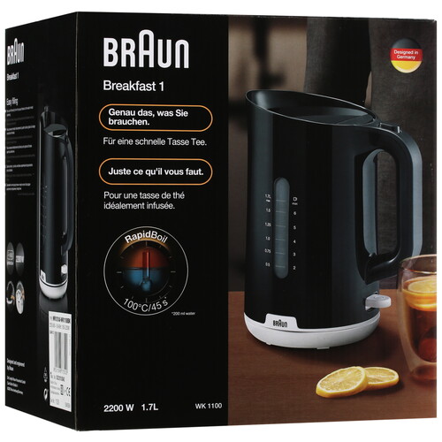 Купить Электрочайник Braun WK1100BK черный  5319973. Характеристики, отзывы и цены в Донецке
