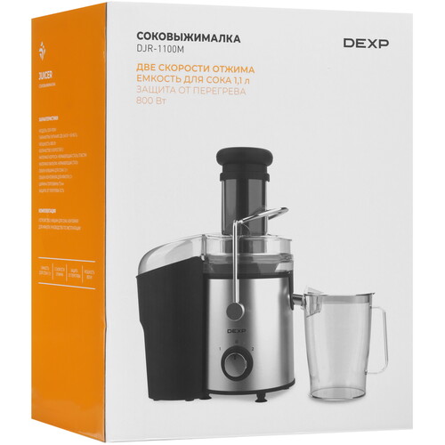 Купить Соковыжималка электрическая DEXP DJR-1100M серебристый  9157617. Характеристики, отзывы и цены в Донецке