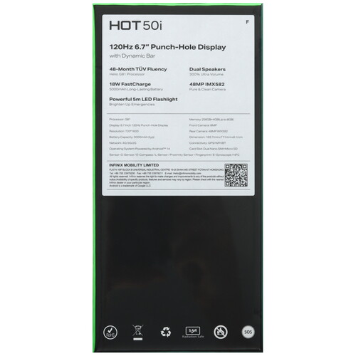Купить 6.7" Смартфон Infinix HOT 50i 256 ГБ зеленый  5488693. Характеристики, отзывы и цены в Донецке