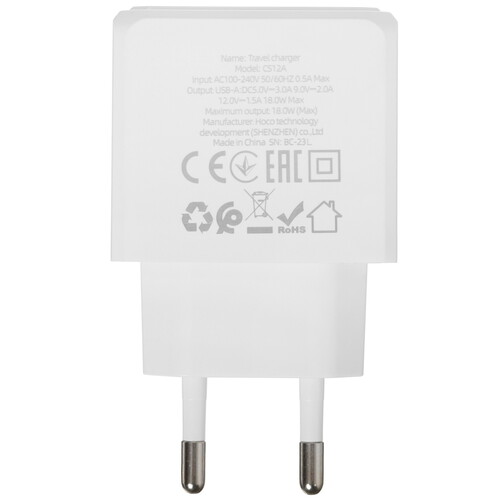 Купить Сетевое зарядное устройство Hoco CS12A белый  5474827. Характеристики, отзывы и цены в Донецке