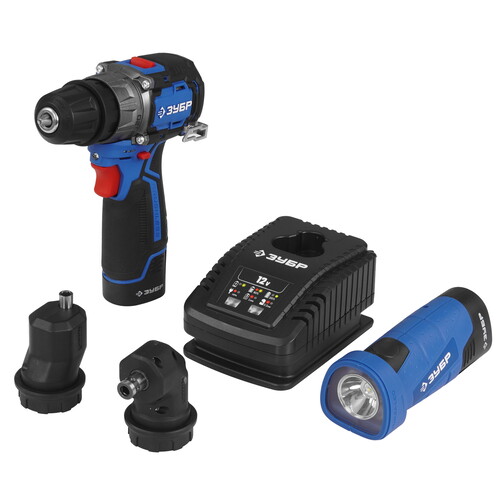 Купить ЗУБР  КОМБИ 4, набор: модульная дрель-шуруповерт + LED фонарь, BRUSHLESS, 12 В, 45 Нм, 2 АКБ тип Т7 (2 Ач), кейс, Профессионал (DB-125-22F)  9275983. Характеристики, отзывы и цены в Донецке