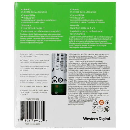 Купить 240 ГБ SSD M.2 накопитель WD Green [WDS240G3G0B]  5065182. Характеристики, отзывы и цены в Донецке