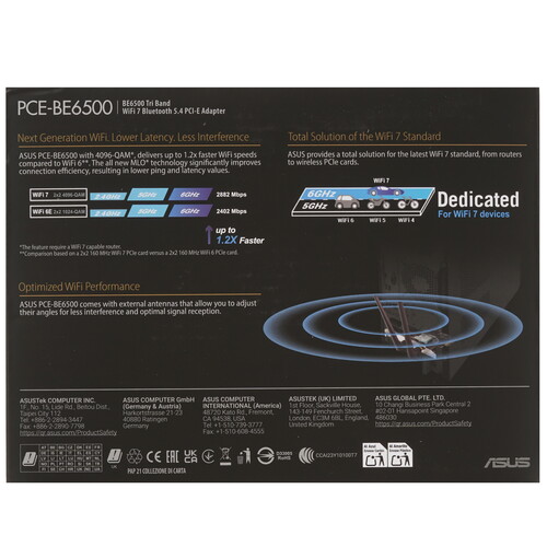 Купить Wi-Fi адаптер + Bluetooth ASUS PCE-BE6500  5628616. Характеристики, отзывы и цены в Донецке