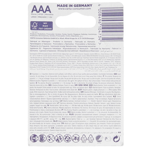 Купить Батарейка Varta Longlife Power Max AAA (LR03/FR03)  5334308. Характеристики, отзывы и цены в Донецке