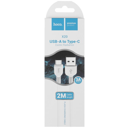 Купить Кабель круглый Hoco USB Type-C - USB 2.0 Type-A белый 2 м  5459946. Характеристики, отзывы и цены в Донецке