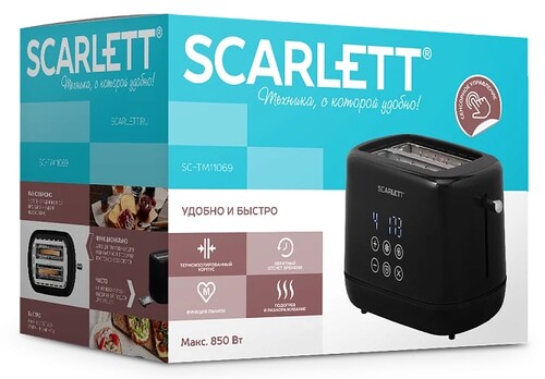 Купить Тостер SCARLETT SC-TM11069 черный  9240125. Характеристики, отзывы и цены в Донецке