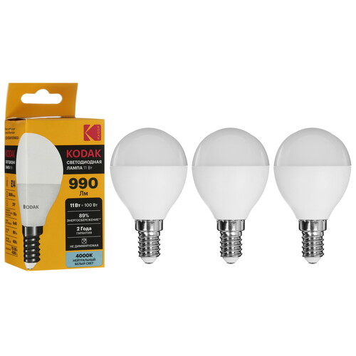 Купить Комплект светодиодных ламп Kodak P45-11W-840-E14  9305923. Характеристики, отзывы и цены в Донецке