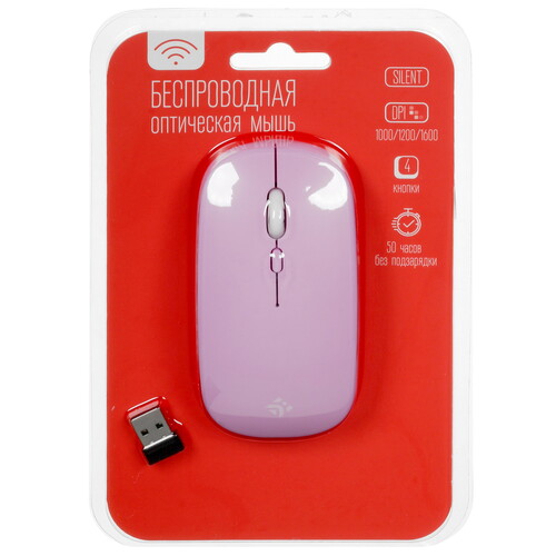 Купить Мышь беспроводная DEXP WM-904 Silent  фиолетовый  5422948. Характеристики, отзывы и цены в Донецке