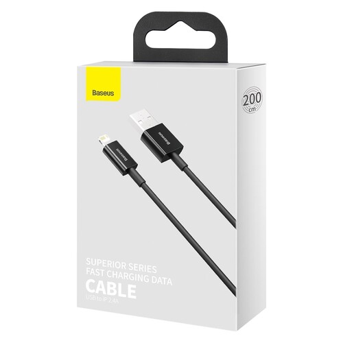 Купить Кабель круглый Baseus Lightning 8-pin - USB 2.0 Type-A черный 2 м  9260716. Характеристики, отзывы и цены в Донецке